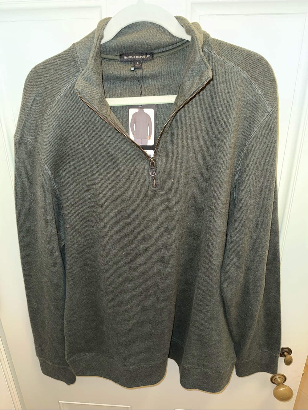 Banana Republic Men's Olive Green Half-Zip Sweater
